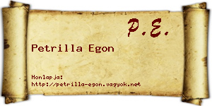 Petrilla Egon névjegykártya